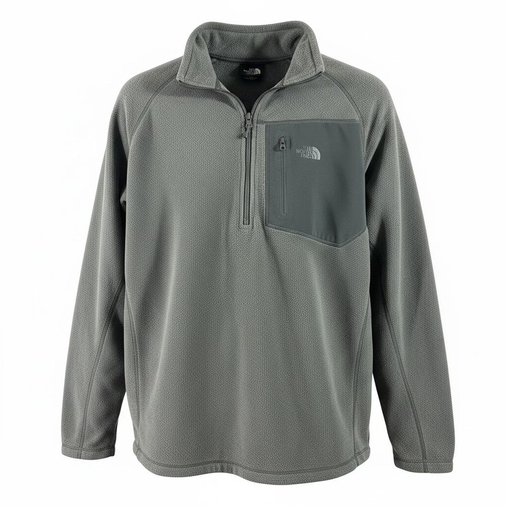 The North Face Fleece Pullover Mens XL Gray Polartec 1/4 Zip Chest Pocket